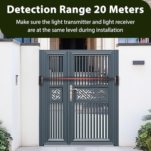 Infrared Sensor Light Beam, Light Barrier Infrared Sensor, IR Light Barrier Sensor, Universal 12/24 V AC/DC, Weatherproof, for Automatic Garage Doors and Gates, Range up to 20 Meters Rectangle