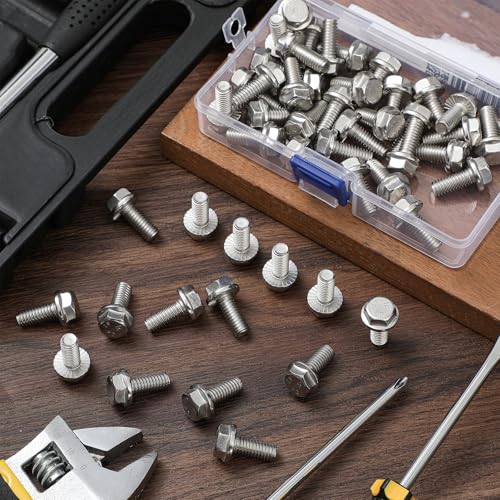 Zonon 50pcs 5/16-18 x 3/4 Inch 304 Stainless Steel Flanged Bolts, Silvery 5/16-18 x 3/4'' 50