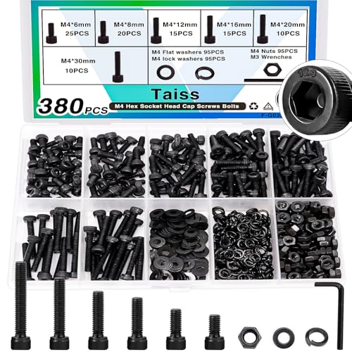 Taiss 966pcs Metric Bolt Assortment Grade 8.8 Heavy Duty,M4 M5 M6 M8 Hex Metric Bolts and Nuts Kit (12-30mm)+380PCS M4 Screw Kit,Hex Socket Head Cap Screws Assortment