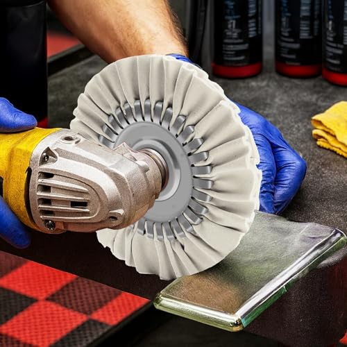 2PCS 8" Airway Buffing Wheel with 5/8" Arbor Flange-Free Hub，White Buffing Wheels for Angle Grinder, Mirror-Like Finishing Polishing Wheel for Aluminum Wheels Stainless Steel Chrome Super Fine-2pcs