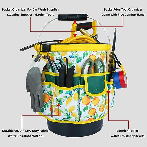 MELOTOUGH Bucket Caddy Organizer Bucket Tool Organizer for Garden Tools, Mini Kneeling Pad with Carabiner Clip, Portable 1 Inch Thick NBR Foam Kneeling Pads for Work Construction, Mechanics, Plumbers