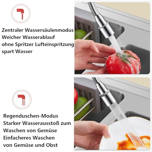 Tap Extension 50 cm, 360 Degree Swivel, 2 Modes Water Outlet, Stainless Steel, Polished, Perfect for Kitchen, Bathroom & More Adjustable - 2. Gear rotation adjustment: 50 cm
