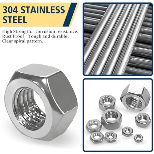 360 Pcs Metric Hex Nuts & Locknuts Assortment Kit and 150pcs SAE Hex Nuts Assortment Kit,304 Stainless Steel Standard Nut for Bolt