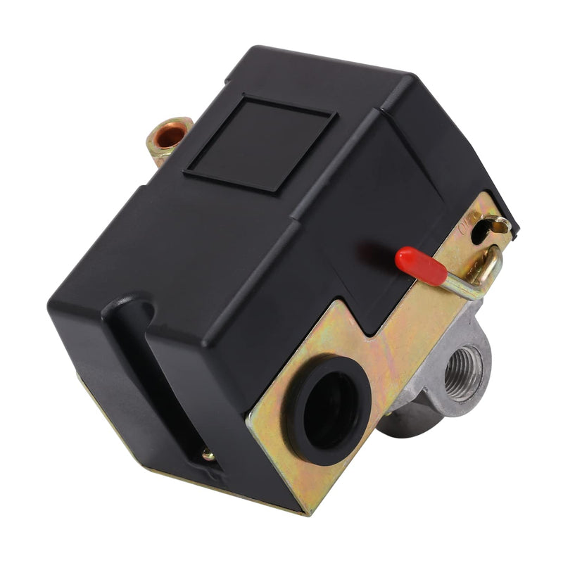 Air Compressor Pressure Switch 95-125 PSI 4 Port 1/4" NPT with Unloader Valve & On/Off Lever