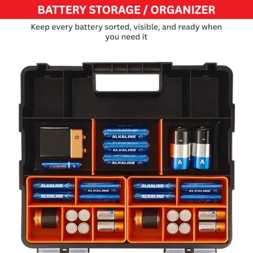 Andalus Tools Organizer Box, Small Parts Storage Multi-Compartment Portable Hardware Organizer Removable Plastic Dividers for Screws, Nuts, Bolts, Nails – Orange (4 Set, 12.2" x 9.1" x 7") 4 Pcs Set (12.2 x 9.1 x 7 Inches)