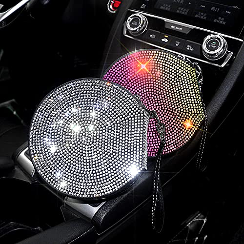 Pomelo Litchi Pitaya CD Case Holder for Car, Rhinestone Storage Disk, Heavy Duty, Portable, 7x2x2 inches, Multi