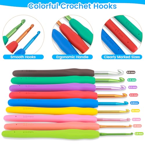 8 Piece Gardening Tools Set with Non Slip Ergonomic Handle + 67 Pcs Knitting Kits Crochet Set with Yarn