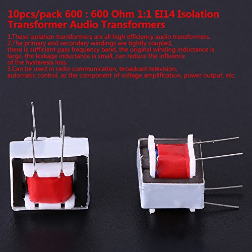 Asixx 10 Pcs/Pack 600 600 Ohm 1:1 EI14 Isolating Transformer Audio Transformers, Work Stable with High Efficiency Audio Transformers