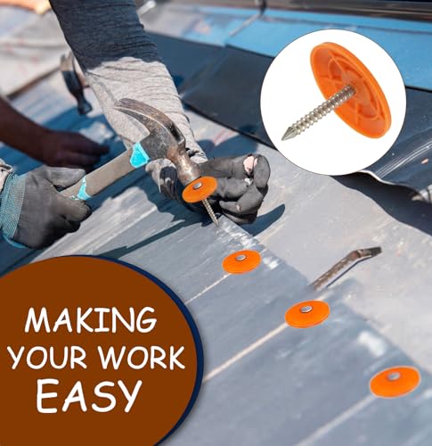 Plastic Cap Nails 1 1/4 Galvanized Nails for Roofing Felt Tar Paper 600 Ct Orange 600