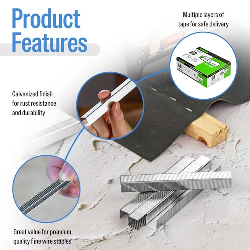 meite 20 Gauge Galvanized Upholstery Staples, 1/2-Inch (12.3 mm) Crown with 1/4-Inch Length, Heavy Duty for Construction, Furniture, Crafts & DIY Projects (1 Box) (Pack of 2) 1/4" (6 mm) (Pack of 2) 1 Box