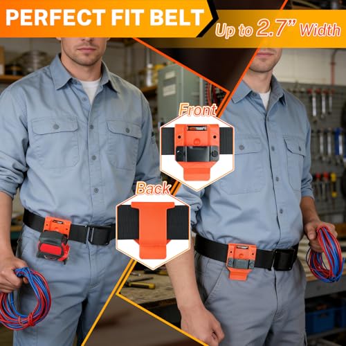 MELOTOUGH Hammer Holder for Belt – Heavy-Duty Orange ABS Holster + Drill Holder for Tool Belt – Orange ABS Holster + Tape Measure Holder for Belt
