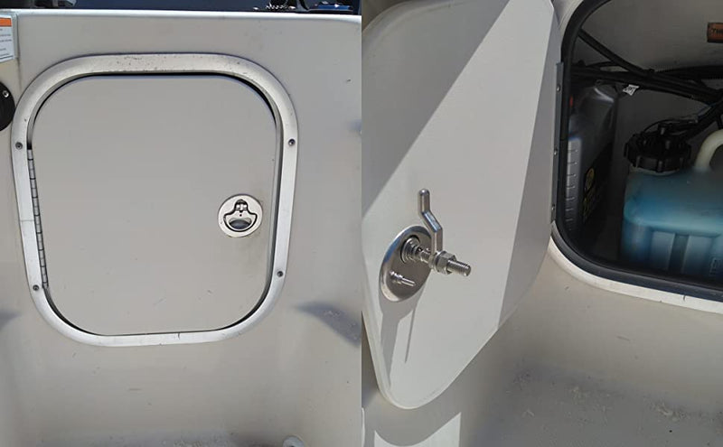 MIZUGIWA Boat Cam Latch Stainless Steel Marine,Boat Locker Latch Hatch Pull,Flush Hatch Lift with Back Plate Fasteners Standard Back Plate-1 PC