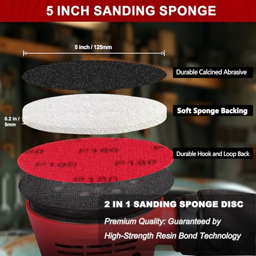 Sanding Pads 80-3000 Grit 125 mm Pack of 18 | Wet Dry Sandpaper Coarse to Fine for Metal, Wood, Paint, Car Body Repair 125MM Mixed