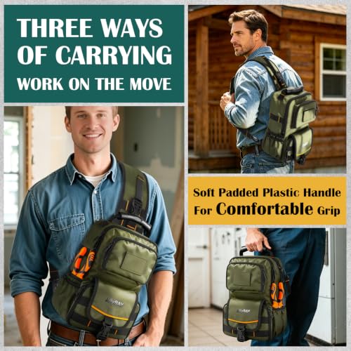 Electrician Tool Pouch Bag,8L HVAC Tool Organizer Bag with 3-Point Harness