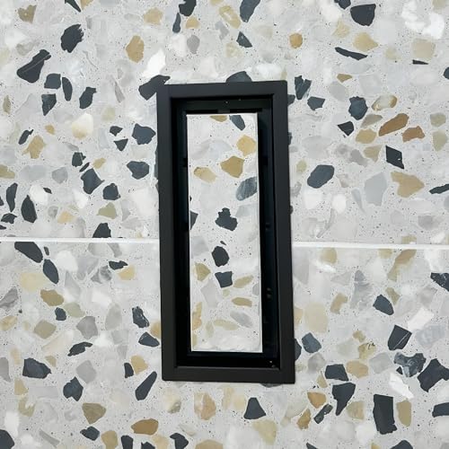 4X12 Flooring Vent Cover - 12X4 Floor Register, Modern Drop-in Design, Heavy-Duty Metal, Fits Tile, Wood, and Other Flooring Inserts, Easy Air-Flow Adjustment, Black, Made in North America