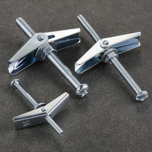 Wensilon (30 pcs) 1/4" Heavy Duty Drywall Anchors and Screws,Toggle Bolts and Wing Nuts Set, Hollow Drywall Anchors Bolts Screws Assortment Kit for Hanging Lamps Heavy Items 1/4" (30 pcs)