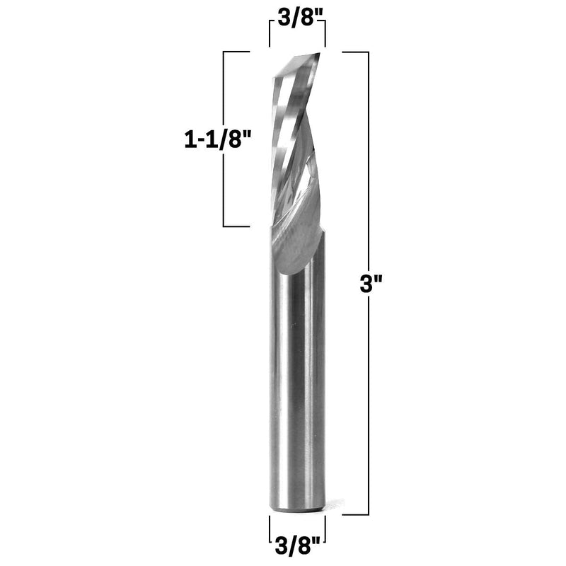 YONICO Solid Carbide Single Flute Upcut End Mill Router Bits CNC Spiral O Flute 3/8-Inch Diameter 3/8-Inch Shank 31017-SC 3/8" Diameter - 1-1/8" Length