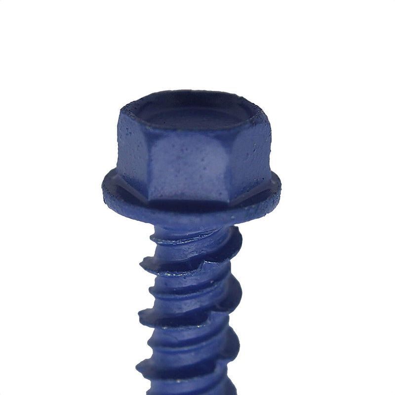 Blue Concrete Anchor Screws 1/4" x 1-3/4" Carbon Steel Hardened - Interior & Exterior Coated Rust and Corrosion Resistant Screws (Qty 100) 1/4" x 1-3/4" 100 Count