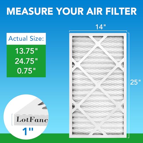 LotFancy 14x25x1 Air Filter MERV 8, 6-Pack Pleated for Home Furnace HVAC AC MERV 8 6pcs