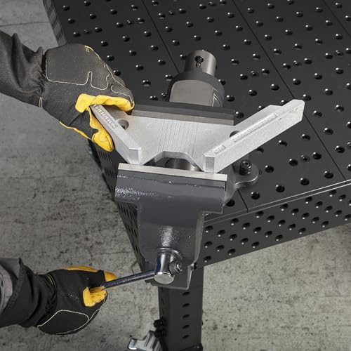 Strong Hand Tools, Aluminum 90º Tru-Angle Fixture Weld, Spatter Proof, Aluminum Alloy, (T-Clearance: 1-1/2″), (Jaw Length: 7″), Can Be Vice Held, LF-2