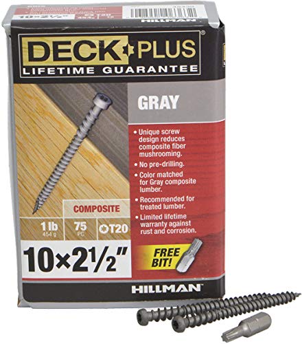 Deck Plus Gray Star-Drive Composite Deck Screws #10 x 2-1/2", 150 Pack No Size (Pack of 2)
