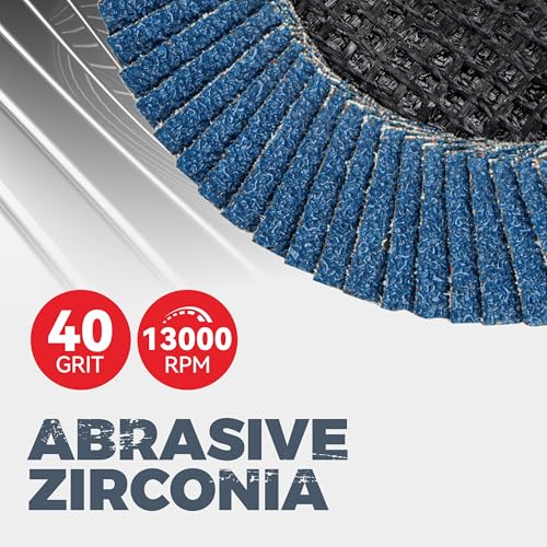 ABARPRO Flap Discs, 4-1/2-inch, Arbor Size 7/8-inch, T29 Zirconia Abrasive Grinding Wheel and Flap Sanding Disc, 40 Grit(10 Pack) 40 Grit - 10 Pack