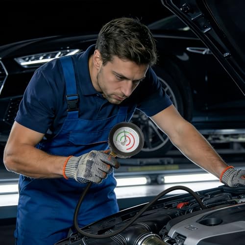 CMTOOL Exhaust Back Pressure Tester Kit with Carrying Case, Automotive Exhaust Back Pressure Gauge Set with 6-Foot Hose, Professional Car Diagnostic Test Tool with Adapter & 2 Hose Clamps
