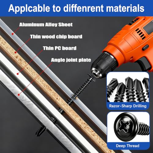 Taiss 1220PCS Self Tapping Screws for Metal,#8#10 410 Stainless Steel Black 1220PCS