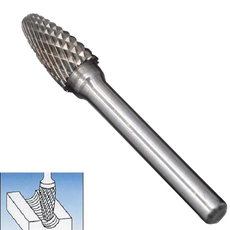 5pcs 1/2 Dia,Carbide Burrs, Ball,Flat Rounded Cutter Cylinder,Pointed Tapered Cone,Flame,Heavy Duty Grinding Double Cut Heads Chamfering Deburring for Steel Metal Metalworking Rotary Tools 1/2'' (12mm) 5pcs set