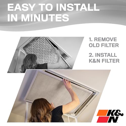 K&N 20X24X1 HVAC Furnace Air Filter, Lasts a Lifetime, Washable, Merv 8, the Last HVAC Filter You Will Ever Buy, Breathe Safely at Home or in the Office, HVC-8-12024 19.4" x 23.4" x 0.8"