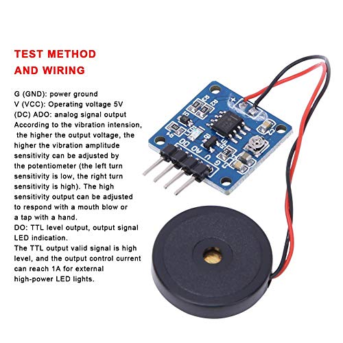 Vibration Switch Module 5.0V DC AD/DO 0.8 x 0.8 Inch Piezoelectric Vibration Tapping Sensor Module