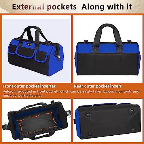 FASTECH 20 Inch Heavy Duty Tool Bag with Wide Mouth for Tool Storage,Carrier and Organizer,Tool Bag for Men/Women, Wide Mouth Tool Bag with Inside Pockets (20 Inch) 20inch
