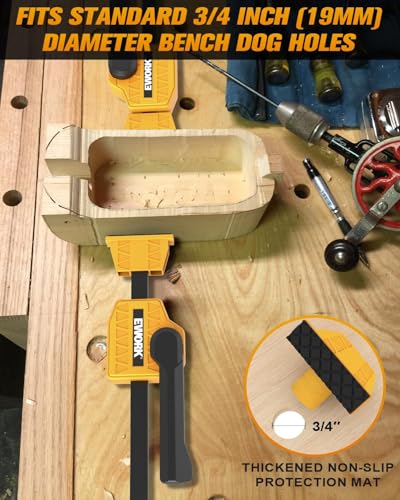 EWORK 3/4" Bench Dog Clamp, Workbench Hold Down Clamp, 155 Lbs Clamp Force 3/4" (19mm) 2