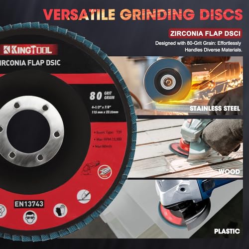 KingTool 31pcs Grinding & Cutting Wheels 4 1/2 inch Grinder Disc Set - 25pcs Cutting Wheel, 3pcs 4 1/2 Grinding Wheels, 3pcs Flap Discs with 7/8" Arbor for Angle Grinder Steel and Stainless