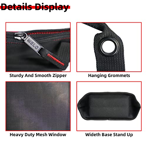 MELOTOUGH Canvas Zipper Tool Pouch Zipper Small Tool Bag -Fastener Bag with Mesh Window and Hanging Grommets (Small Zippered Mesh Window Tool Pouch with 4 Color)