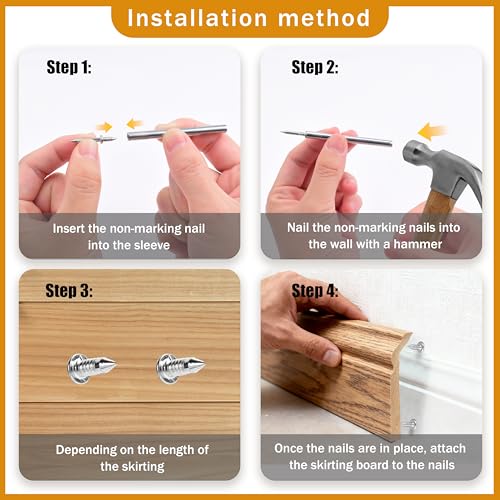 1000Pcs Double Head Skirting Nails, Seamless Trim Nails for Baseboards 1000