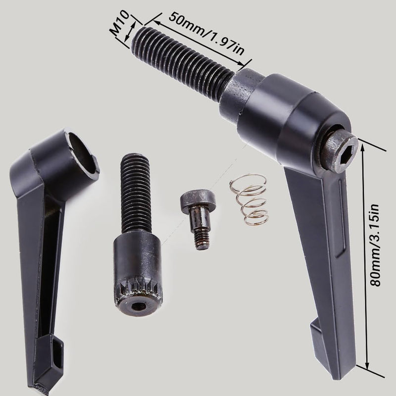 Clamping Lever 1 Piece M10 Male Thread 25-50 mm Adjustable Handle Clamping Lever Hex Socket Drive for Mechanical Engineering, Tool Making (M10 x 50)