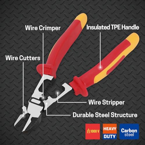 3 PCS Multifunctional Insulated Pliers Set with Tool Pouch