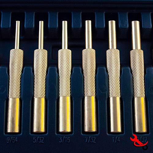 Tuffman Tools, Brass Punch Set with Hammer – Brass/Polymer Hammer, Steel, Plastic Punches & Storage Case - 15pc Roll Pin Punch Set - Perfect Gunsmith Punch Set for Gunsmithing