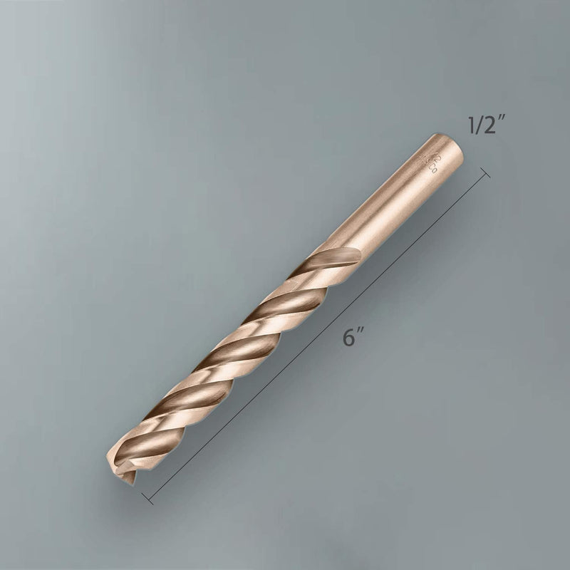 Lichamp 1/2" HSS Cobalt Drill Bits 5PCS with Three Flute for Hard Metal, Hardened Stainless Steel and Cast Iron 1/2 in 5