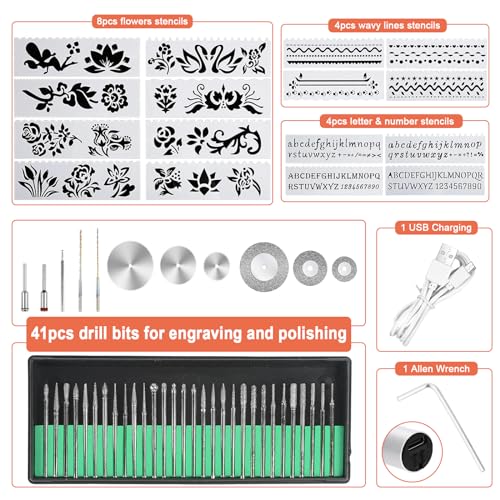 60PCS Electric Engraving Tool Kit, USB Cordless Rechargeable