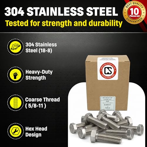 Chenango Supply 5/8-11 x 2 Stainless Steel Hex Head Bolts 5/8-11 x 2"