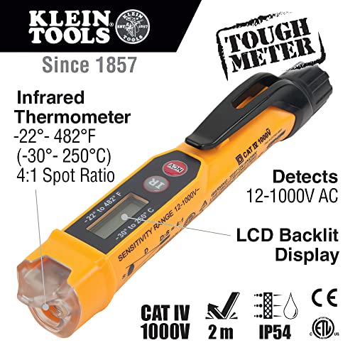 Klein NCVT-4IR 12-1000V AC Voltage Tester + IR Thermometer Bundle with 11-in-1 Ratcheting Impact Driver