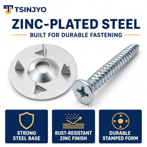 700 Pcs Foam Board Fastener W Stainless Steel Screws Kit, 1-1/8 Inch Galvanized Steel Flat Washers for Insulation Board Fixing Installation