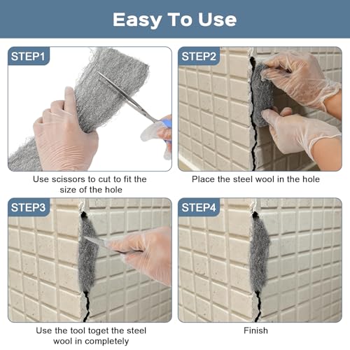 82 FT (1.5LB) Steel Wool Mice Control, #1 Steel Wool, Mouse Hole Filler, Mice Barrier Mouse Gap Filler for Garden, House, Garage, Prevent Animals from Entering Holes, Siding, Pipeline, Vents