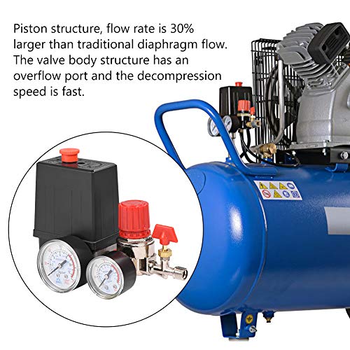 Mumusuki Air Compressor Pressure Switch Control Valve Regulator with Gauges for Fast Pressure Reduction 0.05-1.2Mpa 3000L/min