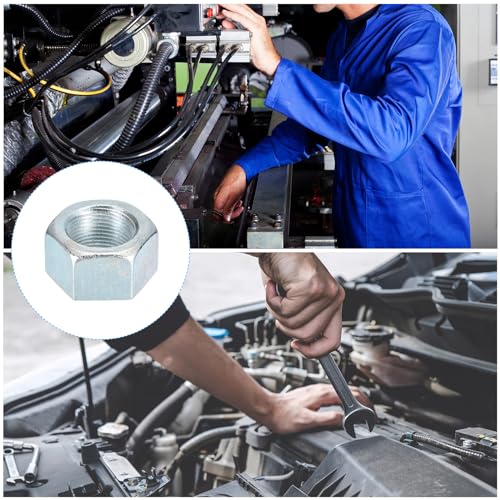 METALLIXITY Hex Nuts (1-1/4"-12) 5Pcs, Carbon Steel Coarse Thread Zinc Plated Hexagon Nut Hardware - for DIY Home Repair Machinery, Silver 1-1/4"-12 5