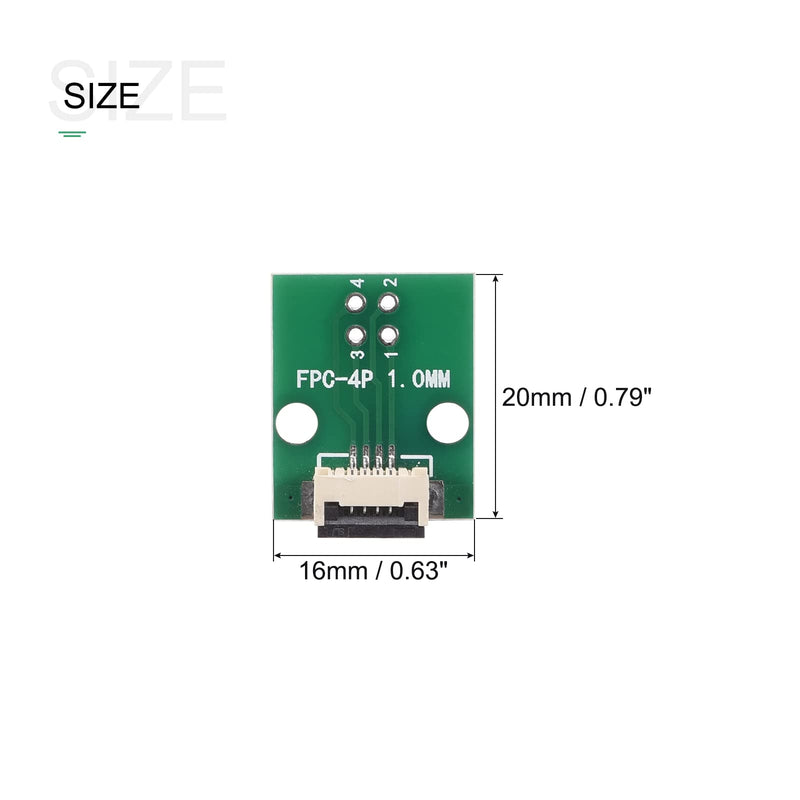 sourcing map FPC FFC Converter Plug Board 4P 1.0 mm to Female Side 0.5 mm Back to DIP 2.54 mm for LCD 3D Printer DVD TV Laptop Audio Pack of 5
