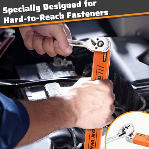 Offset Extension Wrench,0° Swing Extender for Tight Space Fasteners Orange Large