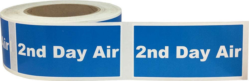 Second Day Air Shipping Labels – Blue with White Text, 2 x 4 Inch Adhesive Stickers, 500 Total Labels Per Roll for Packages, Mailing, Shipping, and Inventory – Made in the USA